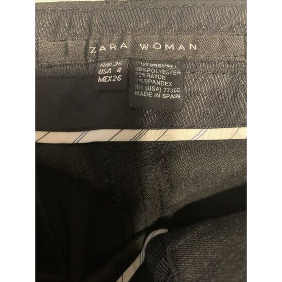 Zara Womens Solid Charcoal Gray Pleated Mid Rise Work Career Dress Pants 4 Small - Picture 3 of 3